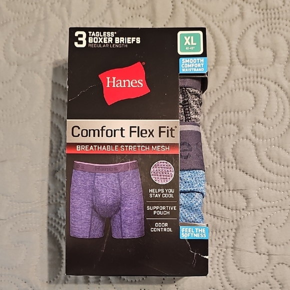 Hanes Comfort Flex Fit Boxer Briefs - Blue - Picture 1 of 8